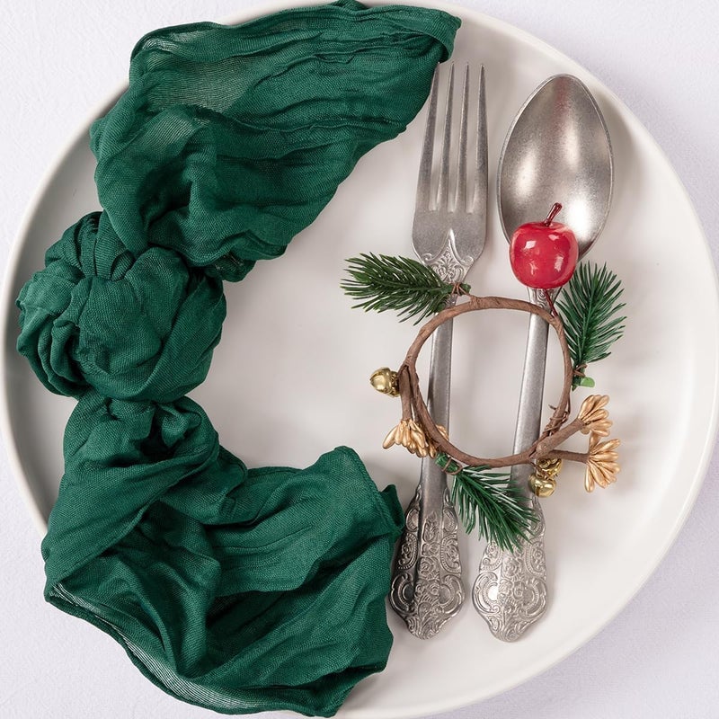 MLMC 24 Pack Emerald Green Cheesecloth Napkins Boho Rustic Gauze Cloth Napkins Washable 21x21 for Wedding Bridal Shower Birthday Anniversary Dinner Decor - Image 5
