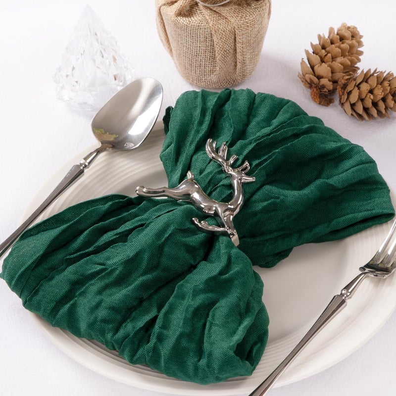 MLMC 24 Pack Emerald Green Cheesecloth Napkins Boho Rustic Gauze Cloth Napkins Washable 21x21 for Wedding Bridal Shower Birthday Anniversary Dinner Decor - Image 3