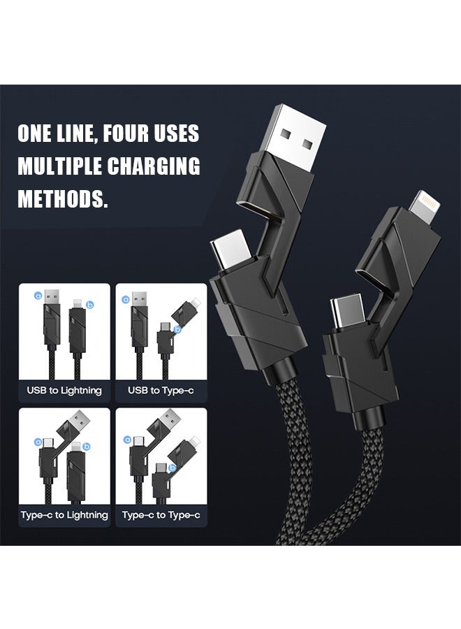 4 in 1 Fast Charging Cable, Type-C Port 1m Universal Charger Cable, 120W Fast Data Sync Charging Adapter Compatible with Laptop/Tablet/Phone (Black) - Image 4