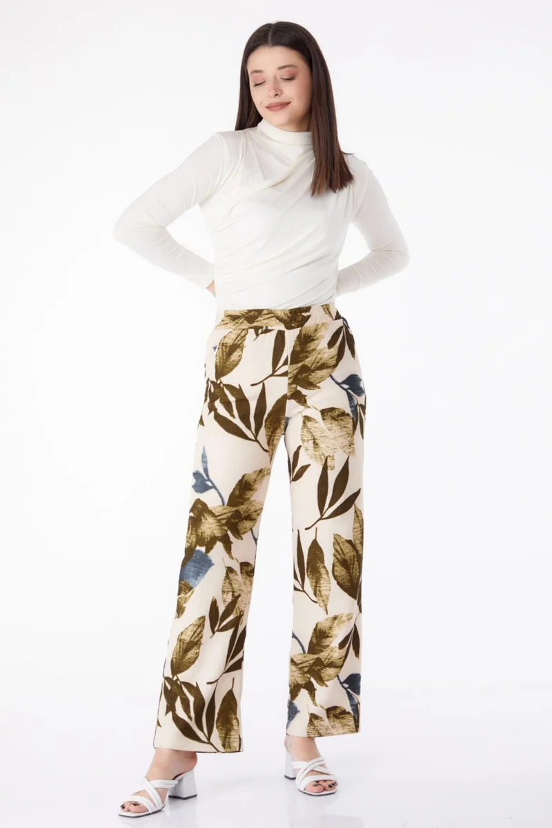 Tofisa Plain Mid Women's Khaki Patterned Trousers - 25316