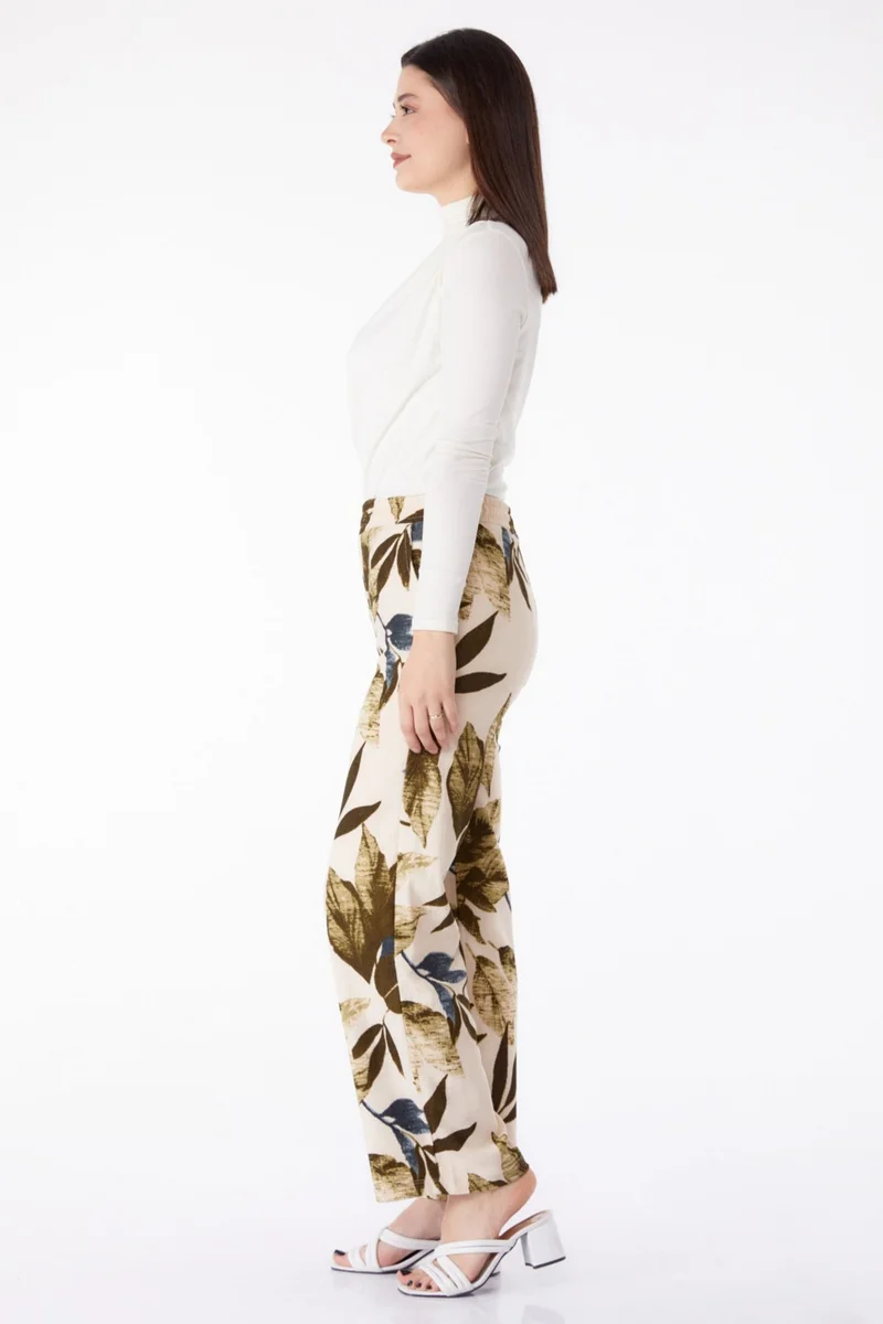 Tofisa Plain Mid Women's Khaki Patterned Trousers - 25316