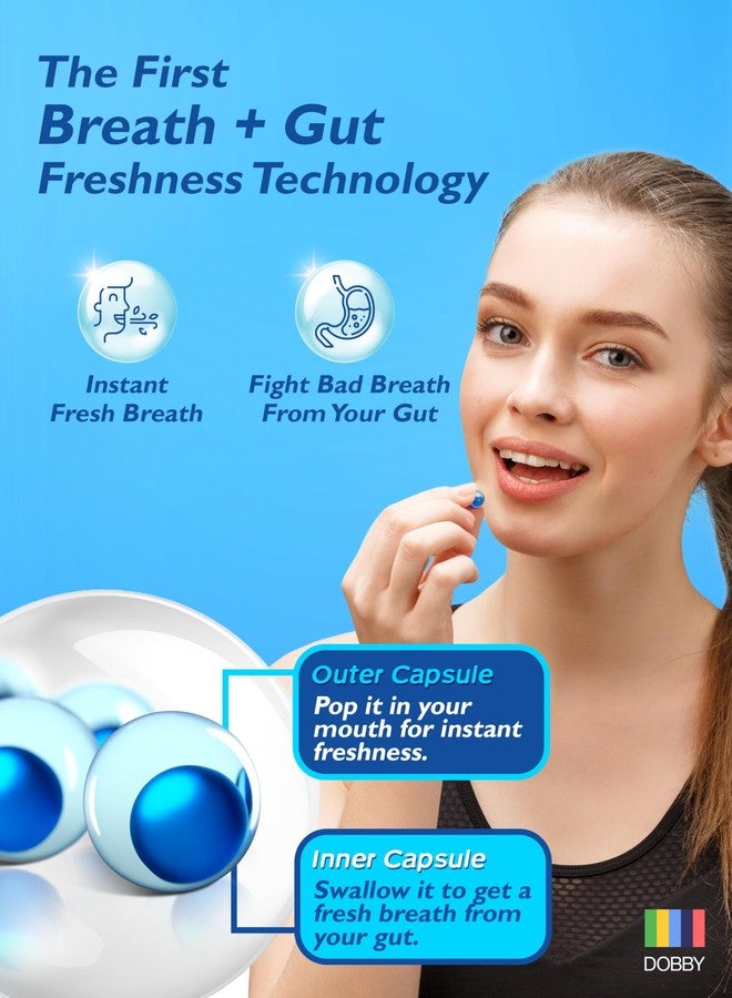 بيبرمينتس كبسولات بيبر مينتس كول كابس - نعناع منعش فوري للفم، خالية من السكر، عبوة من 4 قطع - 160 كبسولة. علاج لرائحة الفم الكريهة المزمنة للبالغين، لآلئ منعشة بنكهة النعناع لعلاج رائحة الفم الكريهة وجفاف الفم. - Image 2