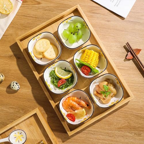Plenaro Square Ceramic Bowls Set with Yellow Floral Design (200ml Each) – Set of 4 Stackable Serving Bowls for Snacks, Dips, Side Dishes & Everyday Dining – Durable Glazed Tableware for Home & Kitchen - Image 5