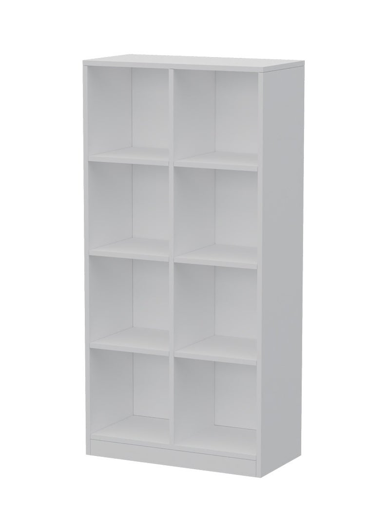 Mahmayi Mahmayi Wooden Display Shelves with 8 Storage Compartment, Freestanding, Top Shelf for Decoration Ideal for Storing Book, Files, Showpieces - White - Image 1