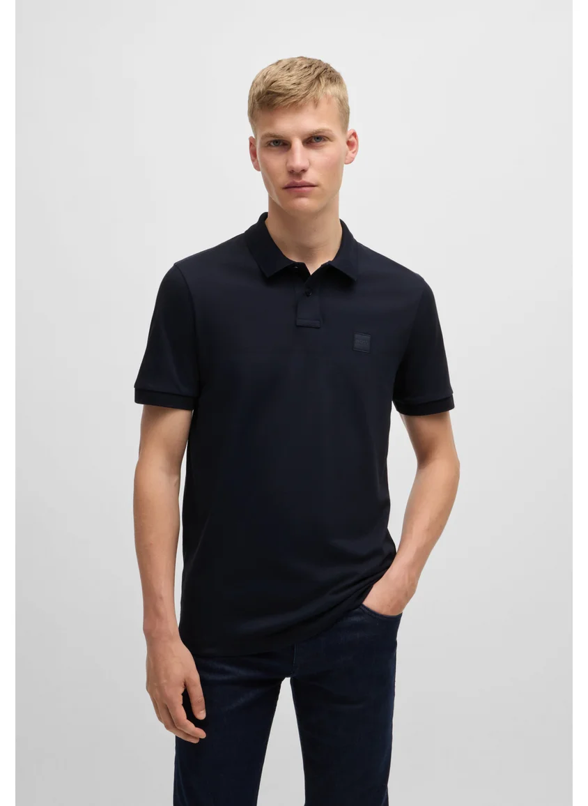 بوس Slim-fit stretch-cotton polo shirt with logo patch