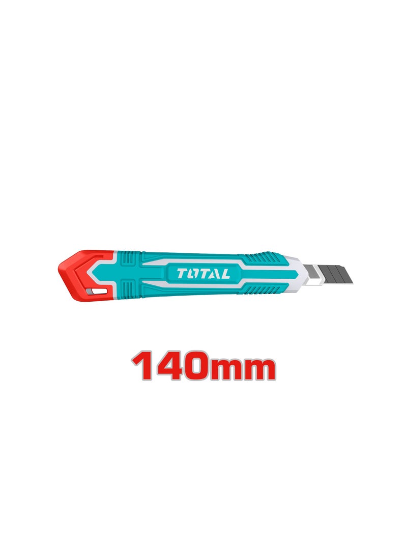 Total Utility Knife, 140mm Length, SK4 Steel Blade, Ergonomic Grip, Teal and Red - Image 2