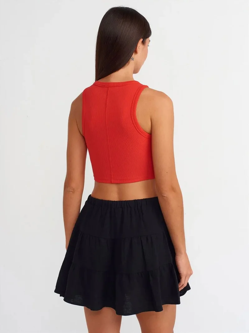 ديلفين Dilvin Women's Ribbed Sleeveless Crop Top