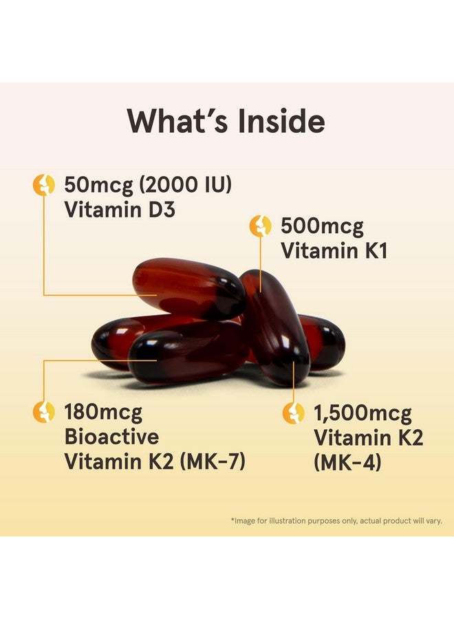 Jarrow Formulas K-Right - Vitamin K-Complex (K1, MK-4, MK-7, D3) - 60 Servings (Softgels) - Dietary Supplement for Bone & Cardiovascular Health Support - Vitamin K2 MK-7 - Gluten Free - Image 3