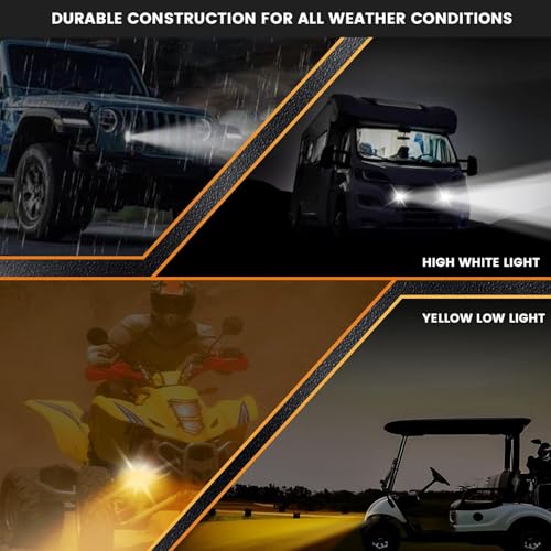 Pivalo 9V-36V DC Metal Body Fog Light with Projector Lens & Handlebar Switch, 40W LED Driving Lamp, 3000LM Temperature, Universal Spot Beam for Motorcycles, Scooters, Cars (Yellow/White,Pack of 2) - Image 4