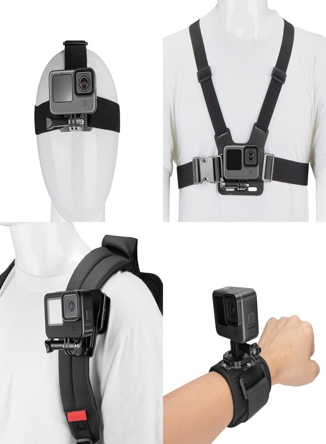 CROSS+GEAR Action Camera Accessories Kit - 5-in-1 Set for GOPRO Hero Compatible with All Models Head Strap, Chest Harness, Backpack Clip, 360° Wrist Strap, Storage Bag - Image 1
