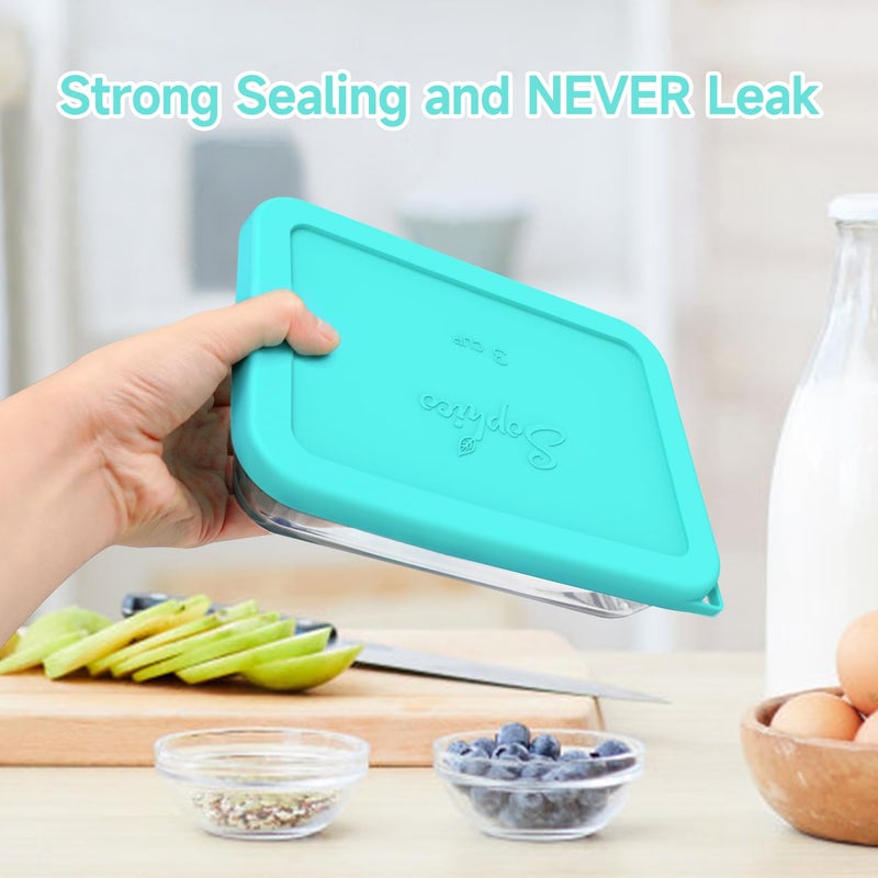Sophico Rectangle Silicone Storage Cover Lids Replacement for Anchor Hocking and Pyrex Glass Bowls (Container not Included) (MIX-4 PACK) - Image 5