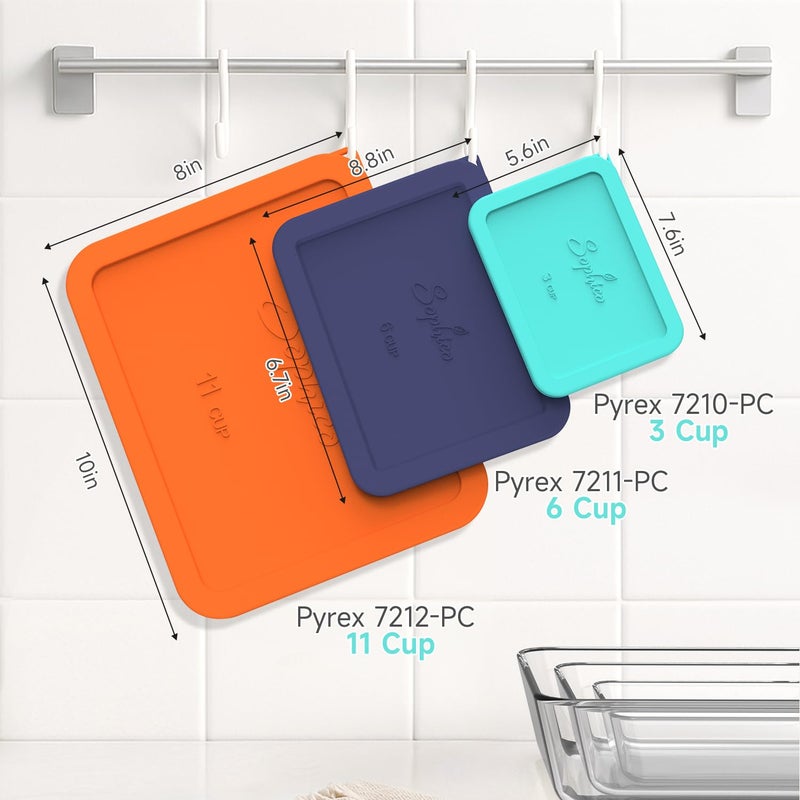 Sophico Rectangle Silicone Storage Cover Lids Replacement for Anchor Hocking and Pyrex Glass Bowls (Container not Included) (MIX-4 PACK) - Image 2