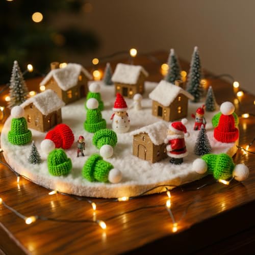 KRIWIN Mini Knitted Christmas Santa Caps, Red and Green, with Pom Poms for DIY Crafts and Tree Ornaments 1.5X1.67 inch (Modern, 10) - Image 3