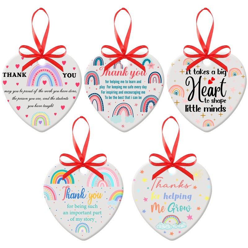 هدايا شكر Eaasty 5 قطع للمعلمات هدايا تقدير المعلم بلاك سيراميك دائري على شكل قلب لتزيين مكتب المعلم في أسبوع المعلم، أسلوب القلب