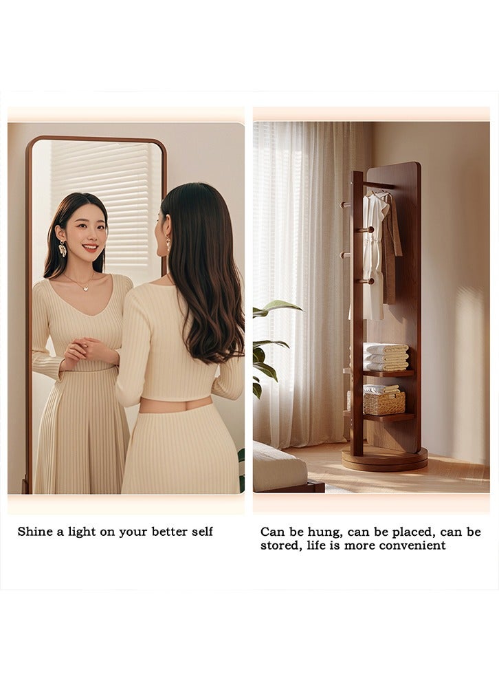 مزوغوت مرآة كاملة الطول 170 × 40 سم مع حامل مرآة أرضية من الخشب الصلب، مرآة أرضية من الخشب الصلب، مرآة معطف مع مرآة دوارة لغرفة النوم وغرفة المعيشة وغرفة الاستحمام (بني) - Image 5