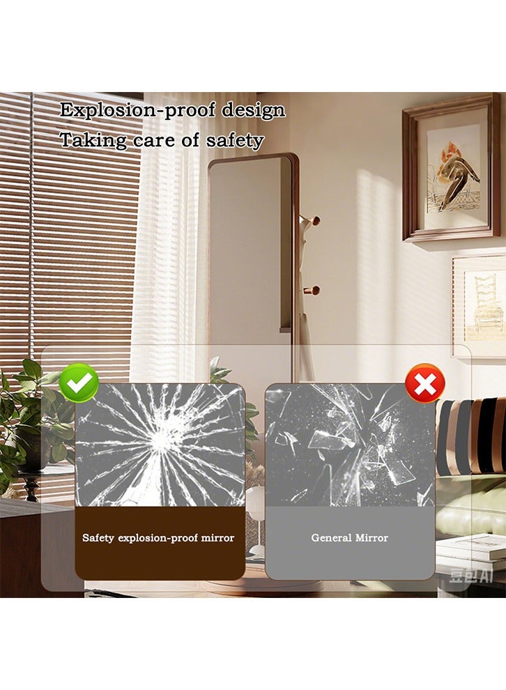 مزوغوت مرآة كاملة الطول 170 × 40 سم مع حامل مرآة أرضية من الخشب الصلب، مرآة أرضية من الخشب الصلب، مرآة معطف مع مرآة دوارة لغرفة النوم وغرفة المعيشة وغرفة الاستحمام (بني) - Image 4