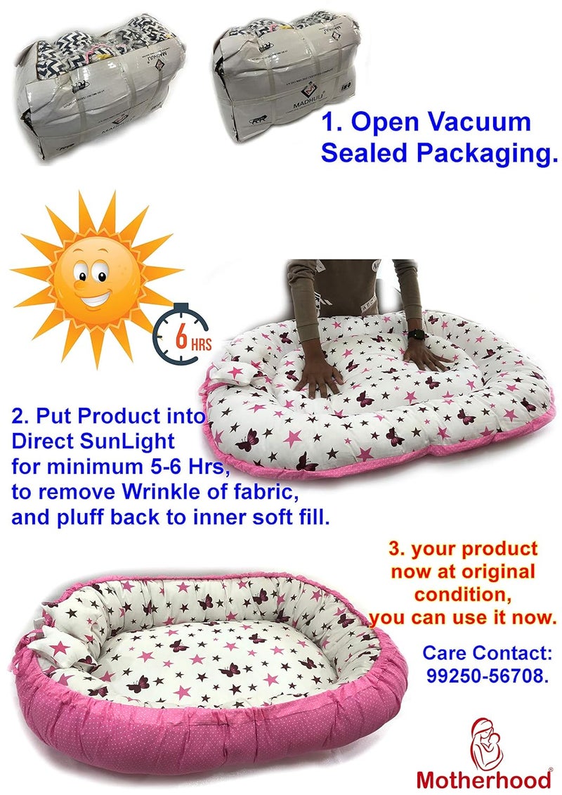 MOTHERHOOD MOTHERHOOD Box Baby Tub Bed and 4 pc Pillow Luxury Mattress Bed Sleeper Bedding Set coSleeper Safe Cotton Fabric with RFilled UltraSoft Comfortable for Newborn to Toddlers Z Pink S D - Image 5