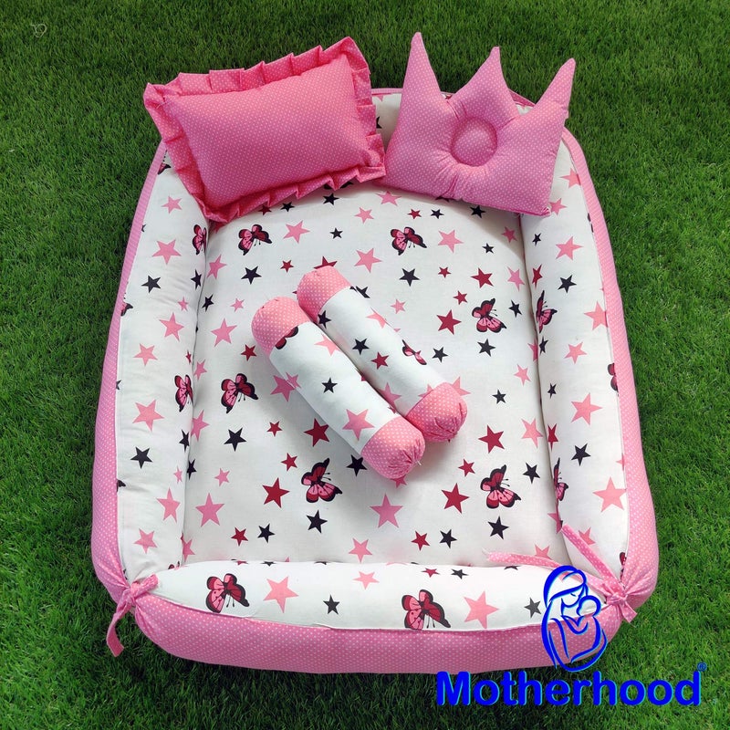 MOTHERHOOD MOTHERHOOD Box Baby Tub Bed and 4 pc Pillow Luxury Mattress Bed Sleeper Bedding Set coSleeper Safe Cotton Fabric with RFilled UltraSoft Comfortable for Newborn to Toddlers Z Pink S D - Image 2