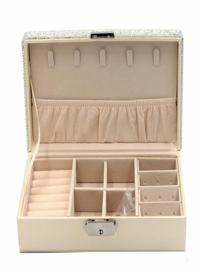 Bestbling bling Rhinestone Jewelry Case Box Storage for Women - Portable Leather Jewelry Organizer Box for Necklace Earrings Ring Bracelet- Gifts for Teen, Girls, Moms and Daughters (Silver) - Image 4