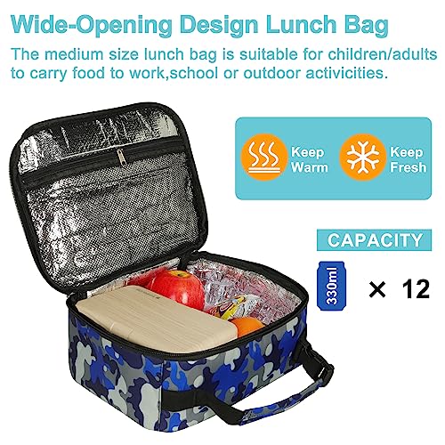 esouler Lunch Box Kids Insulated Lunch Bag for Boys & Girls Durable Children Lunchbox for School with Water Bottle Holder-Camouflage - Image 3