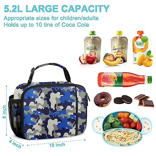 esouler Lunch Box Kids Insulated Lunch Bag for Boys & Girls Durable Children Lunchbox for School with Water Bottle Holder-Camouflage - Image 2