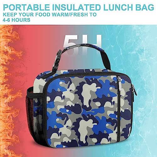 esouler Lunch Box Kids Insulated Lunch Bag for Boys & Girls Durable Children Lunchbox for School with Water Bottle Holder-Camouflage - Image 4