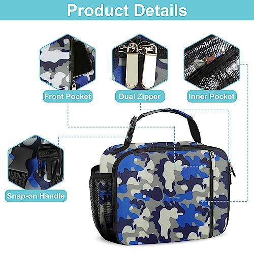 esouler Lunch Box Kids Insulated Lunch Bag for Boys & Girls Durable Children Lunchbox for School with Water Bottle Holder-Camouflage - Image 5