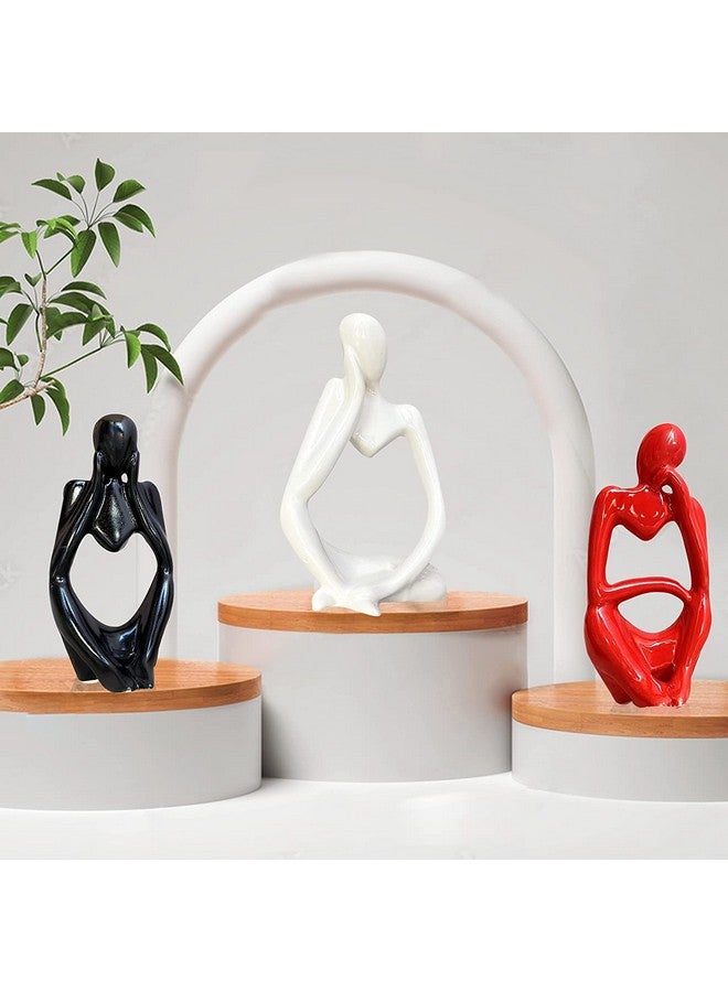 Xtore Thinker Decoreative Statues for Home Decor (Pack of 3, Black, Red & White) - Image 1