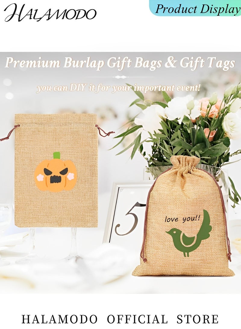 50 قطعة أكياس هدايا من الخيش مع رباط أكياس كتان قابلة لإعادة التدوير أكياس تغليف هدايا صغيرة لحفلات الزفاف والهدايا التذكارية والحفلات والحرف اليدوية اليدوية، 4 × 5.5 بوصة - Image 3