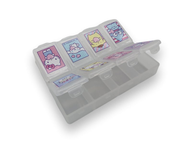 Friend Sanrio Characters Die-Cut Medicine Supplement Portable Accessories Case Travel with 8 Subdivision lid (Mix) - Image 2