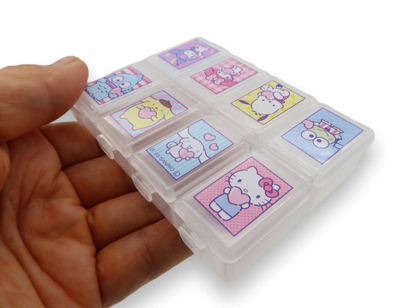 Friend Sanrio Characters Die-Cut Medicine Supplement Portable Accessories Case Travel with 8 Subdivision lid (Mix) - Image 3