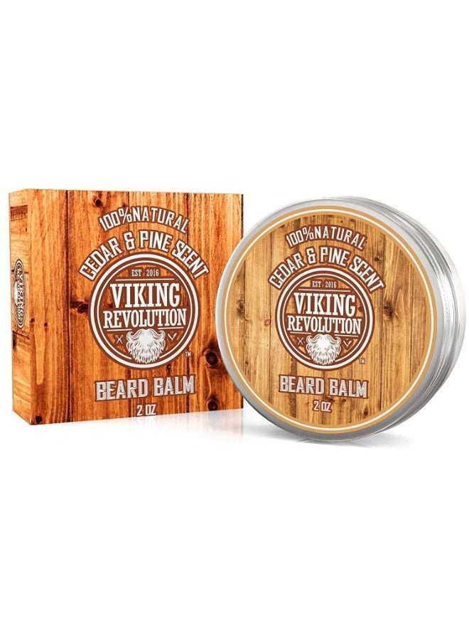 Viking Revolution - Beard Balm Cedar & Pine Scent with Argan & Jojoba Oils - Styles, Strengthens & Softens Beards and Mustaches - Leave in Conditioner Wax for Men - Image 1