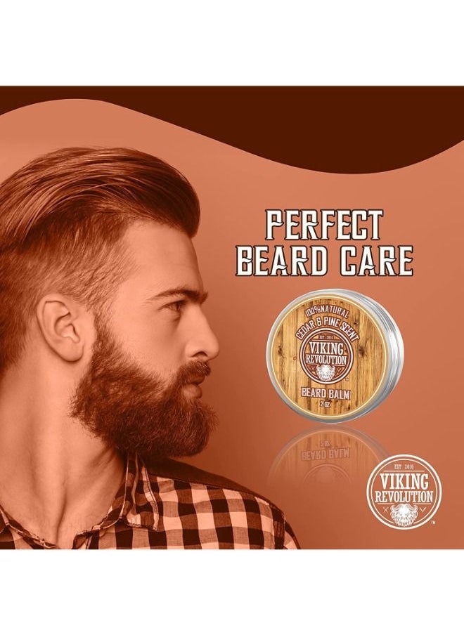 Viking Revolution - Beard Balm Cedar & Pine Scent with Argan & Jojoba Oils - Styles, Strengthens & Softens Beards and Mustaches - Leave in Conditioner Wax for Men - Image 1