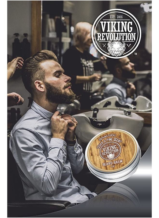 Viking Revolution - Beard Balm Cedar & Pine Scent with Argan & Jojoba Oils - Styles, Strengthens & Softens Beards and Mustaches - Leave in Conditioner Wax for Men - Image 1