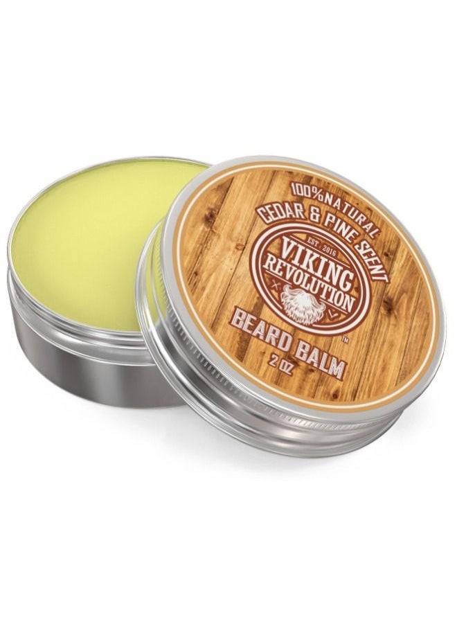 Viking Revolution - Beard Balm Cedar & Pine Scent with Argan & Jojoba Oils - Styles, Strengthens & Softens Beards and Mustaches - Leave in Conditioner Wax for Men - Image 1