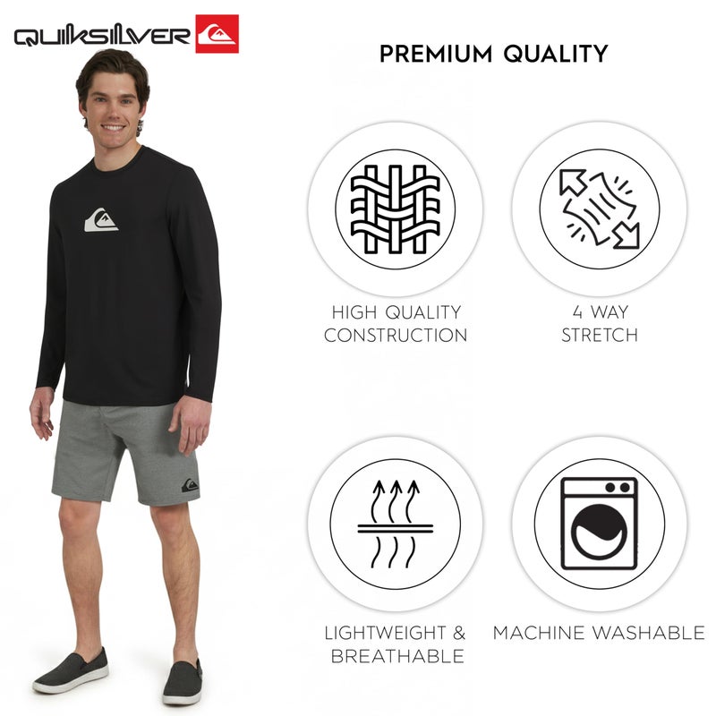 QUIKSILVER قميص واقي من الشمس بأكمام طويلة للرجال من كويكسيلفر، مقاس عادي، حماية من الأشعة فوق البنفسجية 50، أسود، كبير جداً - Image 4