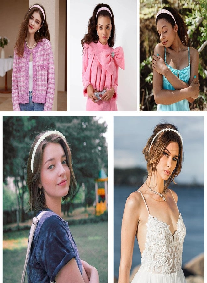 CAVETEE Headbands for Women, 5 Pack Different Designs Fashion Headbands for Women Pearl Headband Padded Headbands Hair Accessories Non-slip Head Bands for Women's Hair (Pink) - Image 5