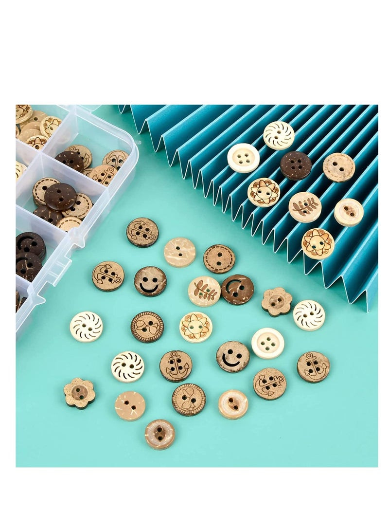 Y&D SYOSI Wooden Sewing Buttons Craft Wood Handmade Round Shape Button Natural Coconut with Storage Box for DIY Baby Cardigans Knitting Clothes Hats Scrapbook Decorations, 13mm 100 Pcs - Image 5