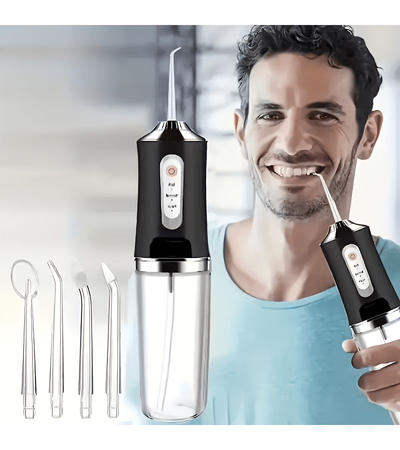 Black Water Flosser USB Rechargeable Portable Oral Irrigator for Teeth Gum Care Travel Home Use - Image 2