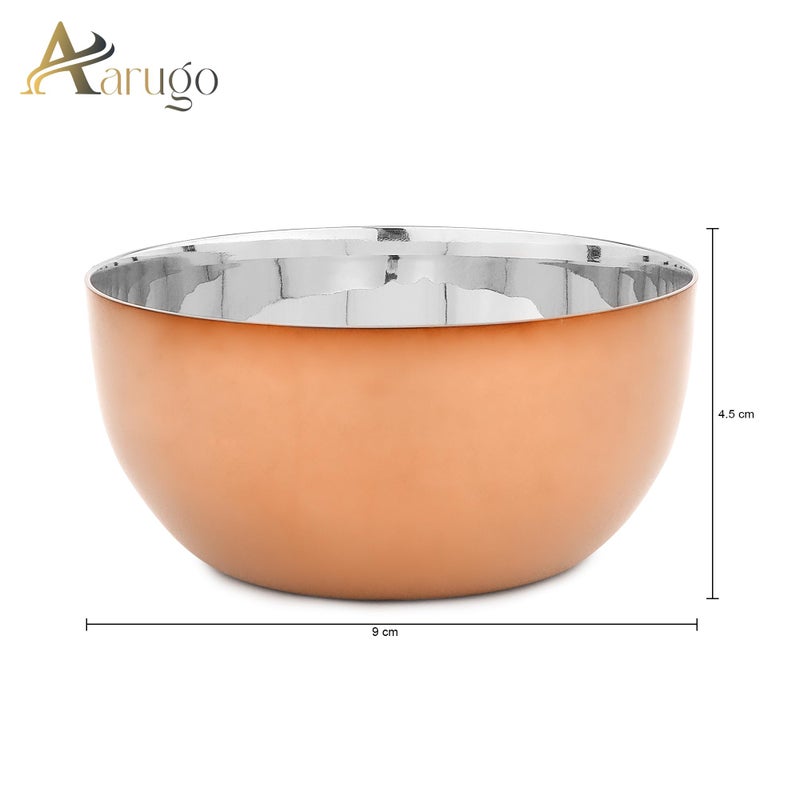Aarugo Stainless Steel Rose Gold Smart Dinnerware/Dinner Set | 1 Thali, 3 Bowl, 1 Glass, 1 Fork, 1 Spoon | Solid Kitchen Set for Home | Restaurant | Pefect Gifting Set - Image 3