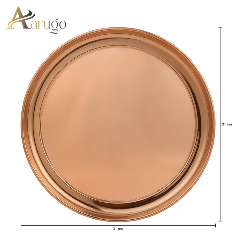Aarugo Stainless Steel Rose Gold Smart Dinnerware/Dinner Set | 1 Thali, 3 Bowl, 1 Glass, 1 Fork, 1 Spoon | Solid Kitchen Set for Home | Restaurant | Pefect Gifting Set - Image 5