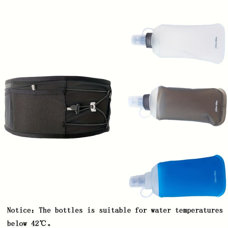 Running Sports Waist Bag Unisex Breathable Fitness Belt With 1 Blue TPU Soft Water Bottle 8.45oz Size XS S M - Image 1