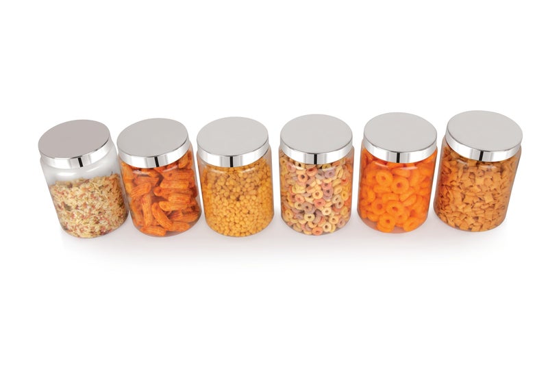 Homeor Plastic Storage Jar & Containers, Steel Cap Jar Set, Air Tight & BPA Free Containers for Kitchen Storage Set, Grocery Kitchen Container Set I Multipurpose Jar, 2000 ML Set 6, Multicolor - Image 5