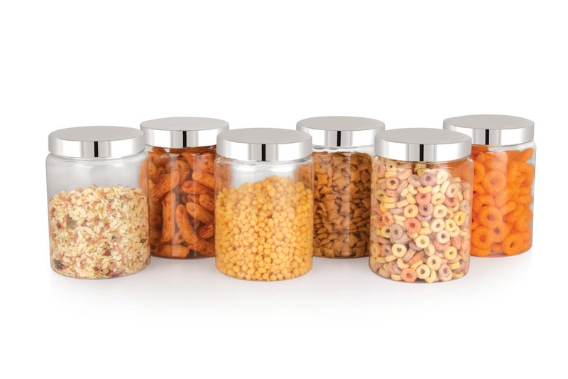 Homeor Plastic Storage Jar & Containers, Steel Cap Jar Set, Air Tight & BPA Free Containers for Kitchen Storage Set, Grocery Kitchen Container Set I Multipurpose Jar, 2000 ML Set 6, Multicolor - Image 4