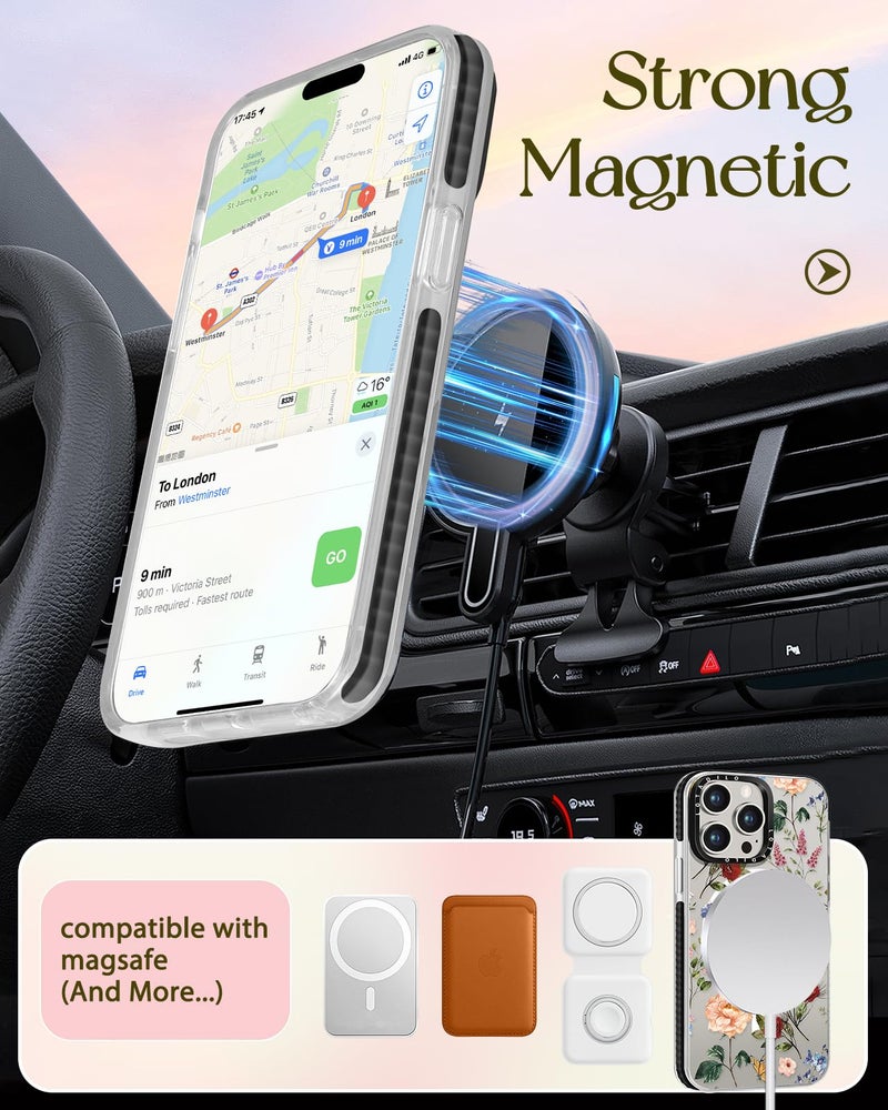 Lotadilo for iPhone 15 Pro Max Case for Women - Cute Kawaii Design Girls Compatible with Magsafe Magnetic Ring Holder Stand Retro Flower Phone Covers Aesthetic Girly TPU Funda for 15 Pro Max - Image 5