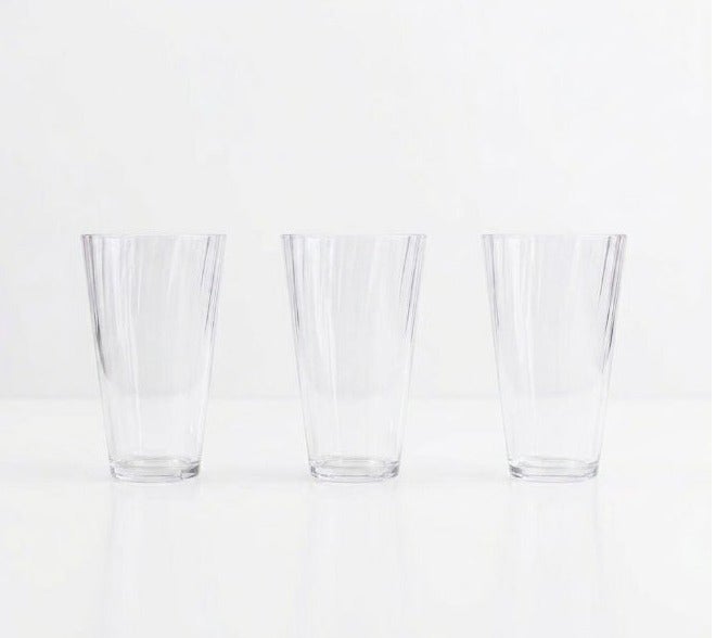 HomePro Premium Acrylic 600 ml Ribbed Highball Tumbler Set of 3 / Shatterproof Textured Drinking Glasses for Water, Juice, and Smoothies / BPA-Free Glass Alternative - Image 1