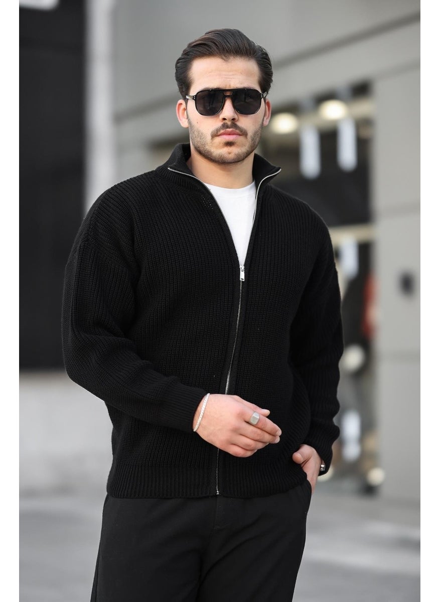 Oversize Selanik Knitted Zippered Men's Cardigan - Black - pzsku/ZB7B986B7AC8871CE95D8Z/45/_/1741192330/478d830b-5ede-4df6-9e04-548e7c64bc53