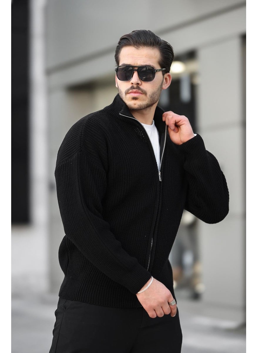 Oversize Selanik Knitted Zippered Men's Cardigan - Black - pzsku/ZB7B986B7AC8871CE95D8Z/45/_/1741192363/9e1033ac-fc80-4721-9377-6decff77e08c