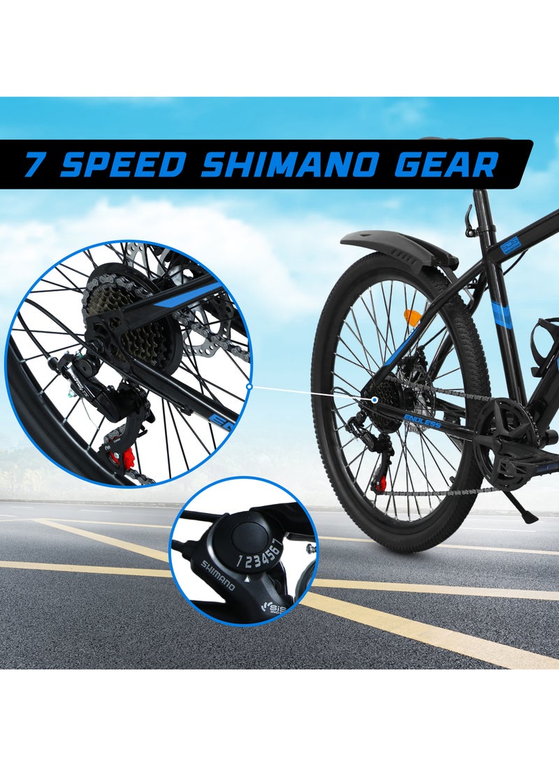 ENDLESS  Endless High Carbon Steel 17" Frame, 26" Wheels Mountain Bike with Shimano Altus 21 Speed Gear Shifter for Adults|Disc Brakes, Adjustable Seat, All Terrain Tyres, Suspension MTB Cycle for Men & Women  - Image 5
