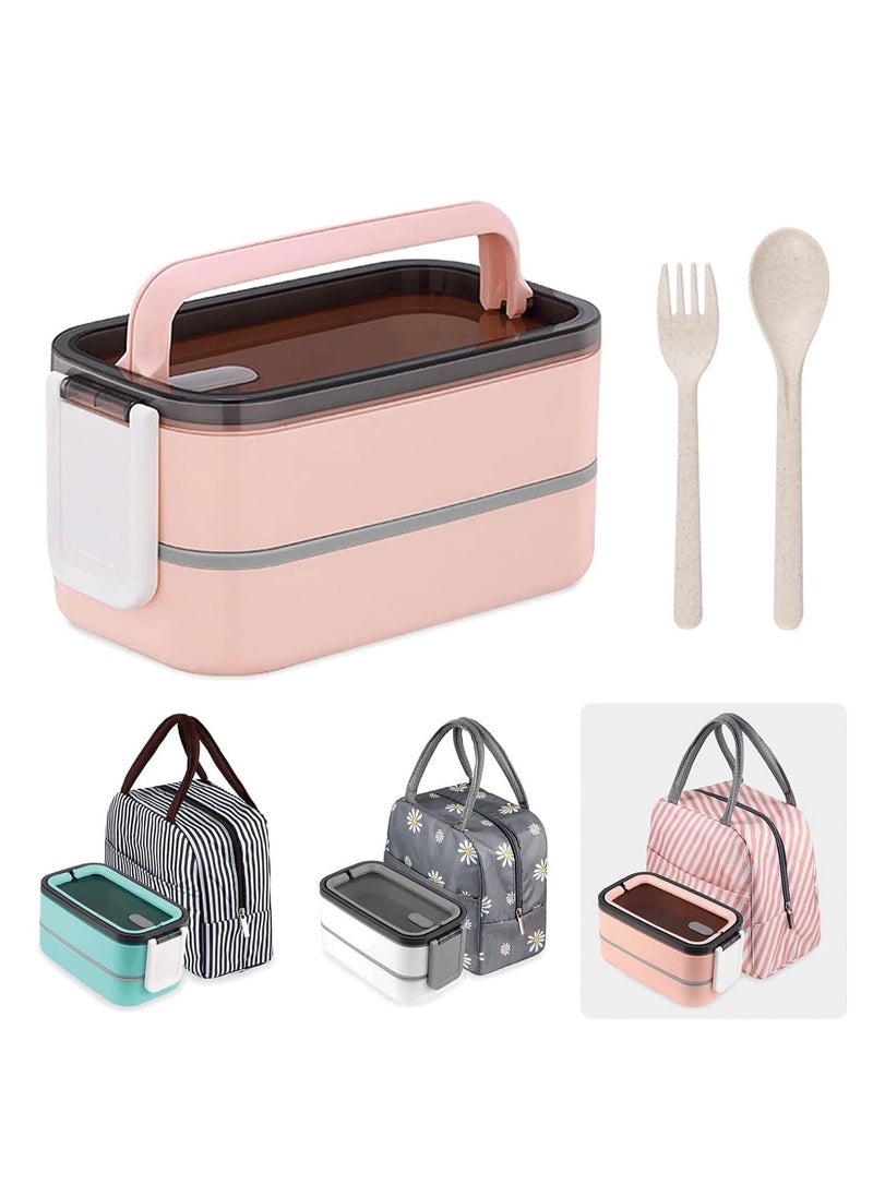 ROEIEIS Adult Bento Box Lunch Box Large, Bento Box Japanese Lunch Box Kit with Bag & Utensils, Food Picks for Bento Box Containers, Stackable Bento Box for Adults, Microwave Bento Boxes BPA-free Food Safe  - Image 1